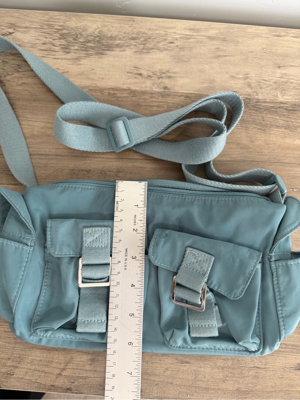 Sage Green Utility Cargo Pocket Crossbody Bag Y2K - Picture 4 of 8